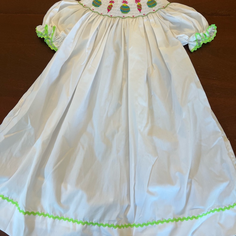 White Christmas Smocking Dress
